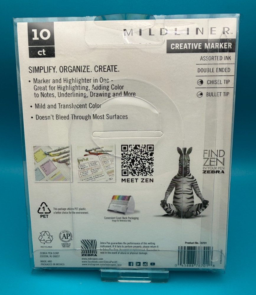 ZEBRA MILDLINER 10 CT PACK BRAND NEW Chisel Tip Bullet Tip Gentle & Neutral