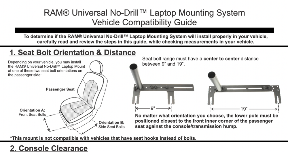 RAM-VB-196 Universal Adjustable No-Drill (tm) Laptop Mounting System Base