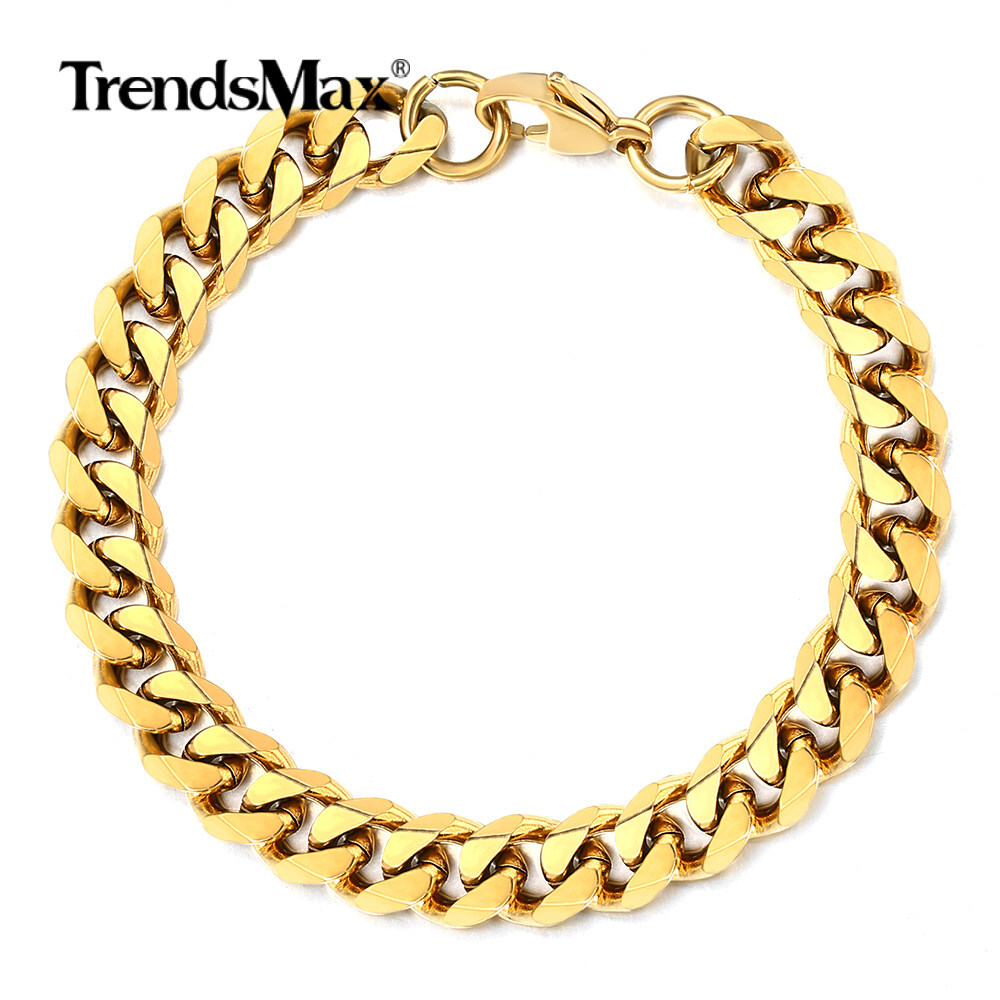 14K Gold Plated Stainless Steel Cuban Curb Chain Necklace Bracelet 3/5/7/9/11mm