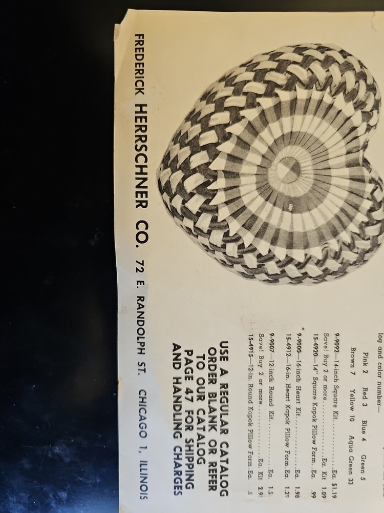 Mail Order Vtg 60s Frederick Herrschner Co Gingham Puff Pillows Instruction