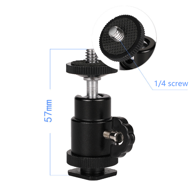 2PCS Camera Tripod LED Light Flash Bracket 1/4 Hot Shoe Adapter Cradle Ball Head