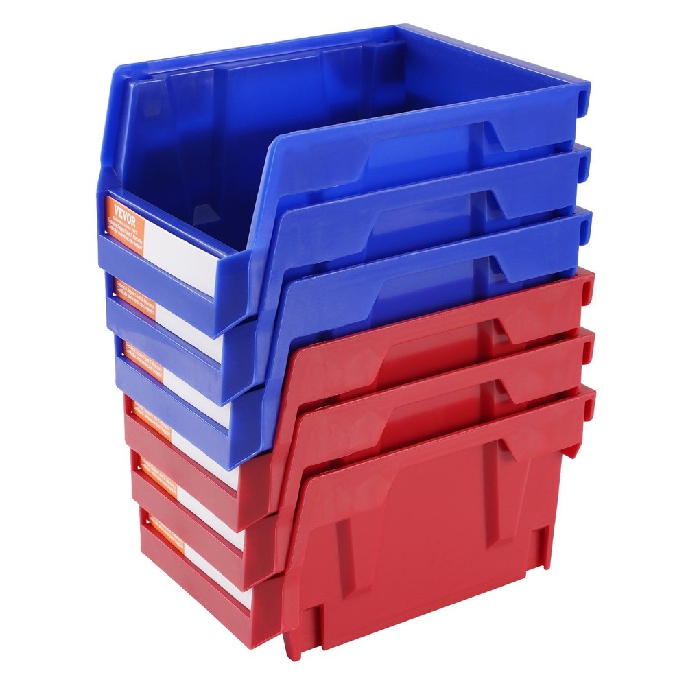 Stackable PP Bins 137x105x78mm, Blue/Red, 24-Piece for Kitchen Office