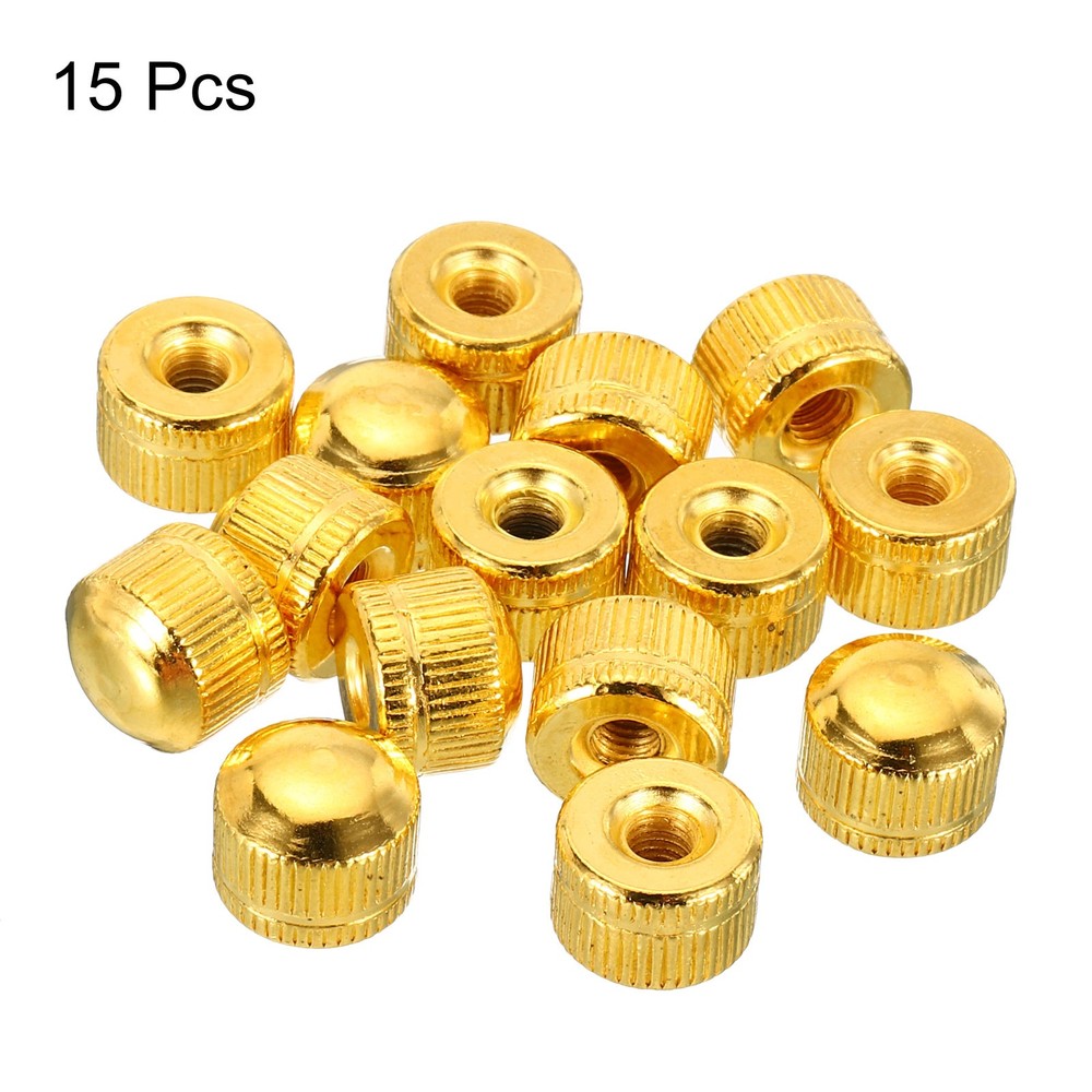 M5 nut cap, 15pcs female knurled thread gold