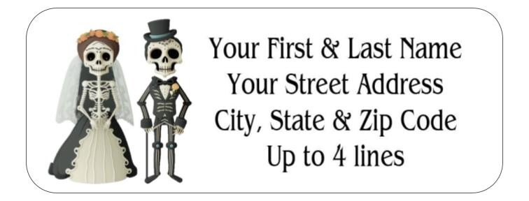 150 Skeleton Wedding Mailing Return Address Labels Personalized