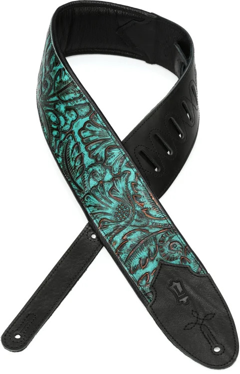 Levy's M4WP-001 3" Wide Embossed Leather Guitar Strap