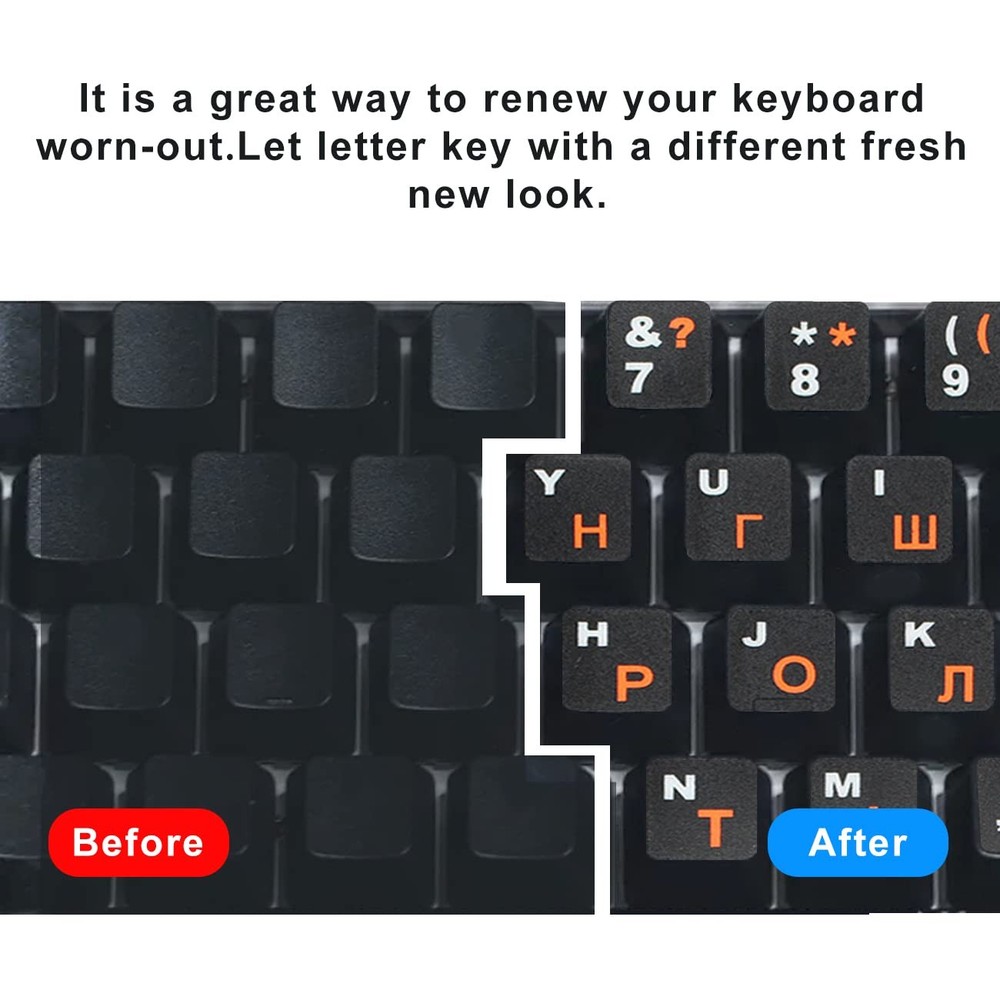 Lucocia 2PCS Pack Universal Russian Keyboard Stickers for Laptop Computer PC ...