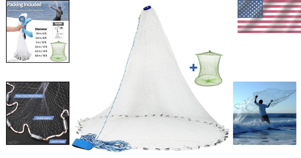 7ft Radius Cast Net with Zinc Sinker Weights
