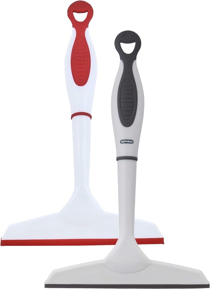 Superio 6" Window Rubber Squeegee with Hanging Loop, 2 Pack, Red and Gray