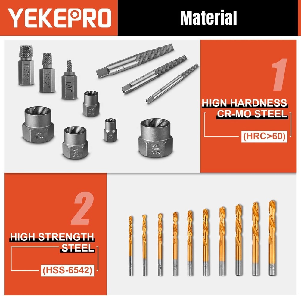 40 Pcs Bolt & Screw Extractor Set with Left Hand Cobalt Drill Bit Set, Easy Out