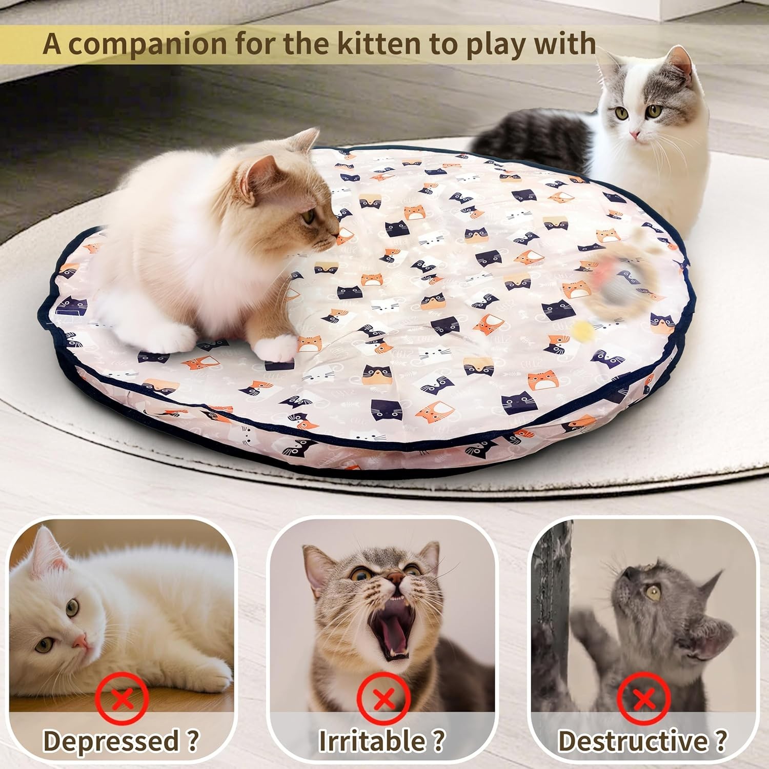 Interactive Cat Toy Ball Fast Rolling in Pouch, Motion Activate Chirping Sensory