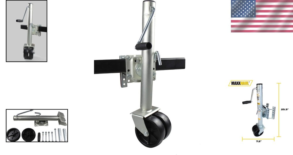 Mobile Trailer Support Jack with Side Wind Handle & Swing-Back Design