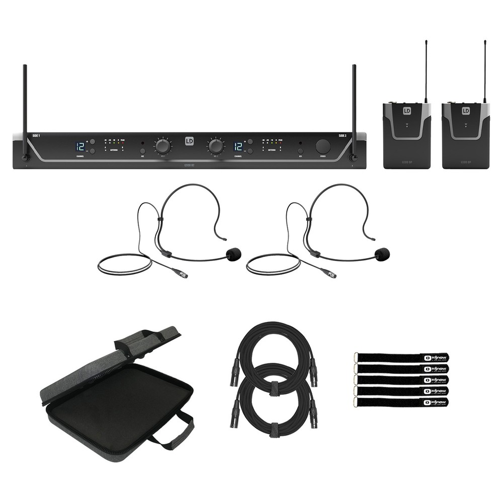 LD Systems U305.1 BPH 2 Dual Wireless Headset Mic System with Case