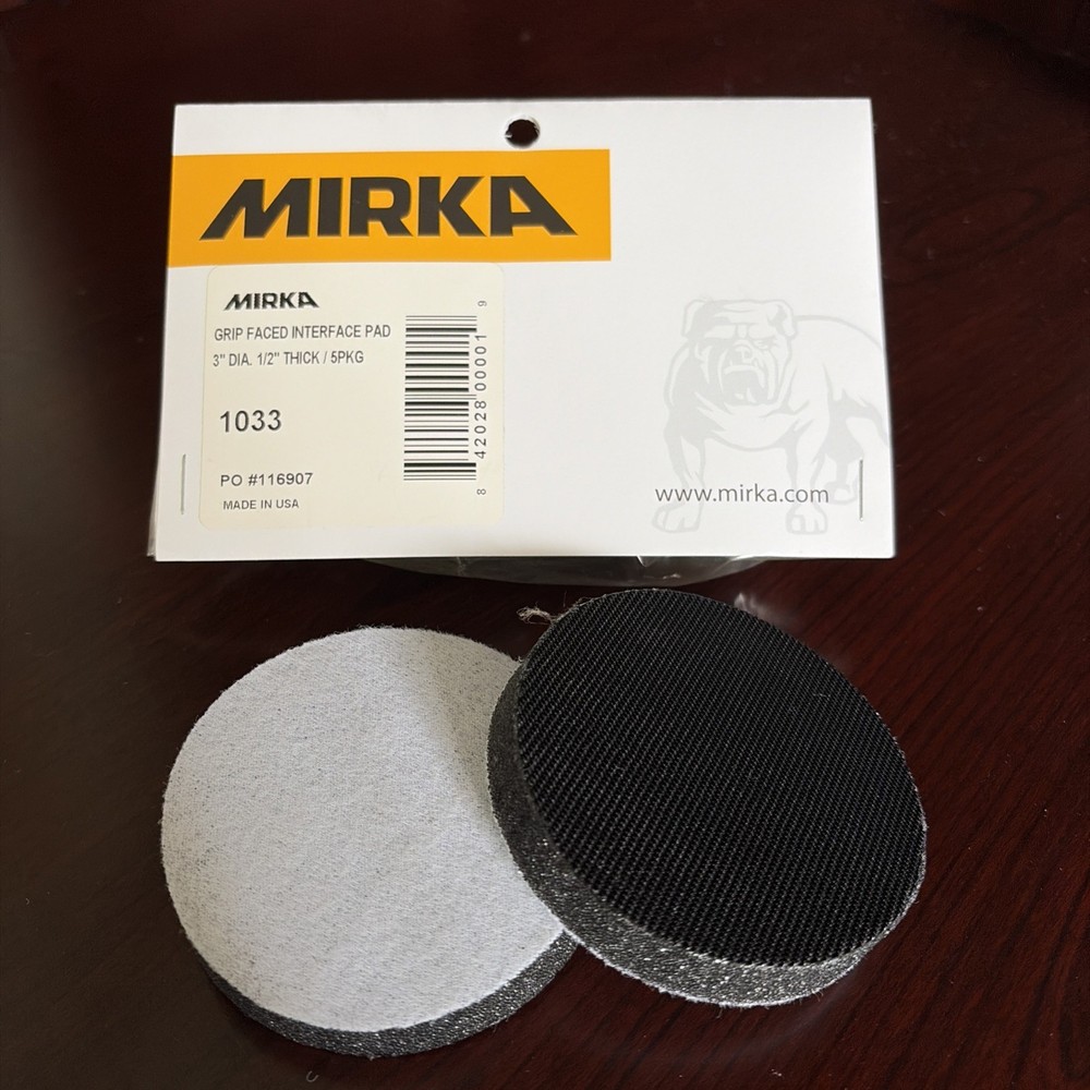 Mirka 1033 3" Grip Faced Interface Pad, Qty. 5