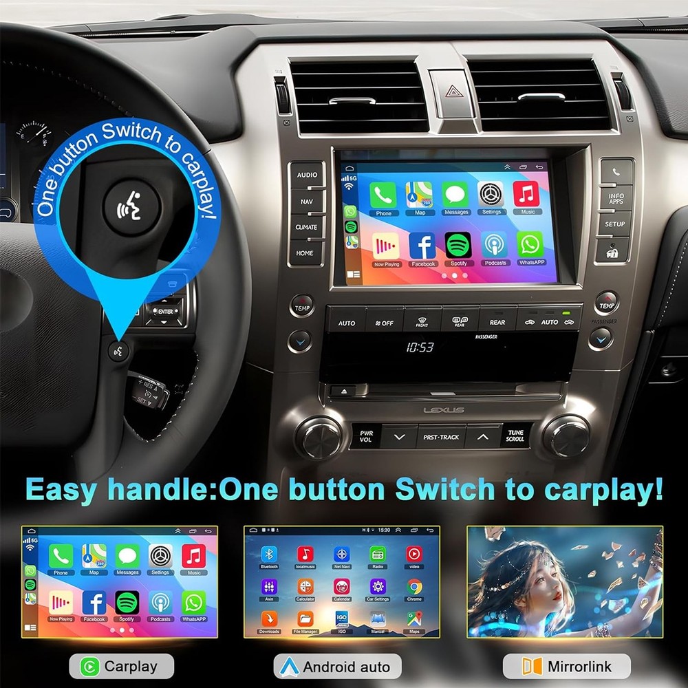 Wireless CarPlay Android Auto Retrofit Kit Decoder Box for Lexus GX460 2014-2021