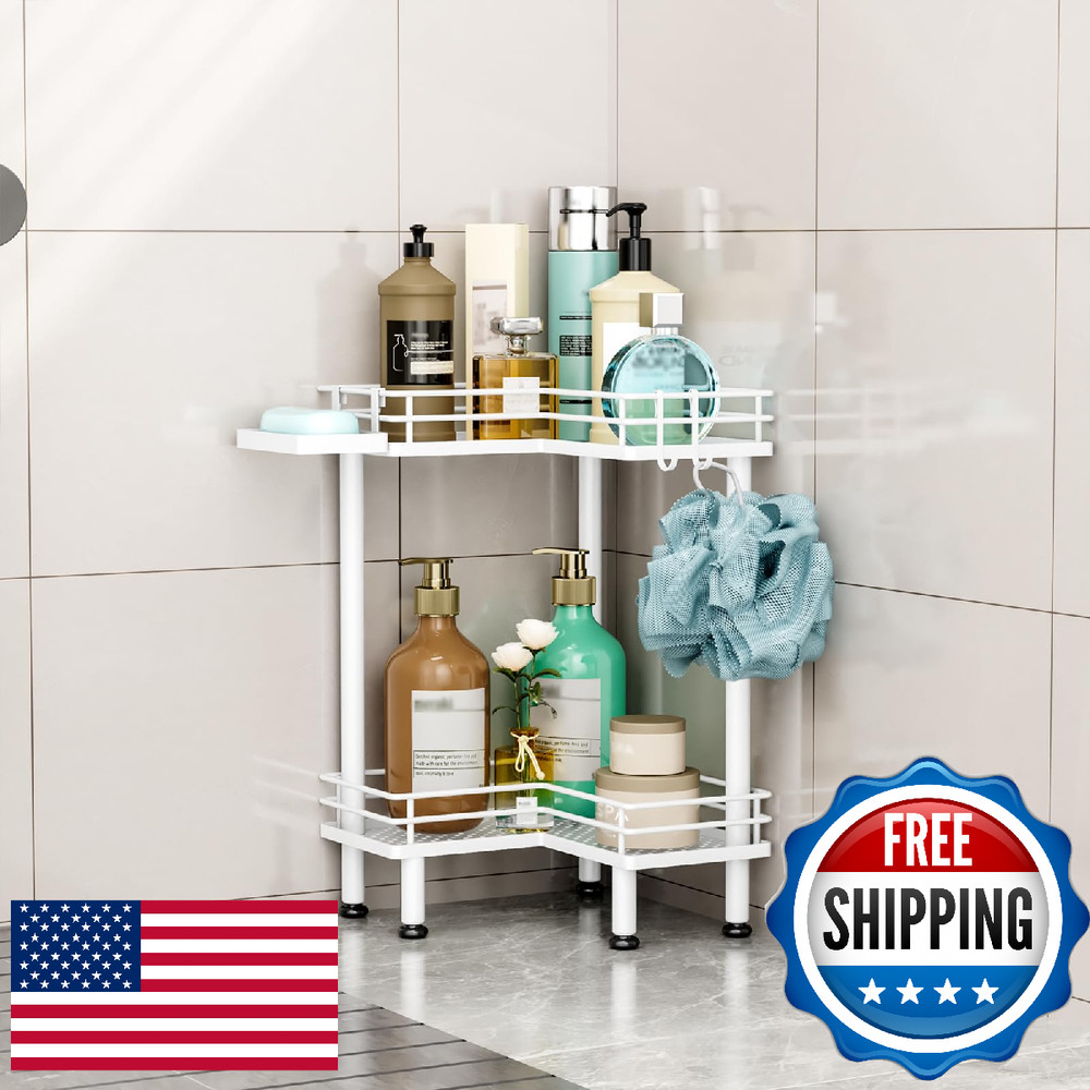 HapiRm Corner Shower Caddy 2-Tier Rustproof Organizer Bathroom Adjustable Feet