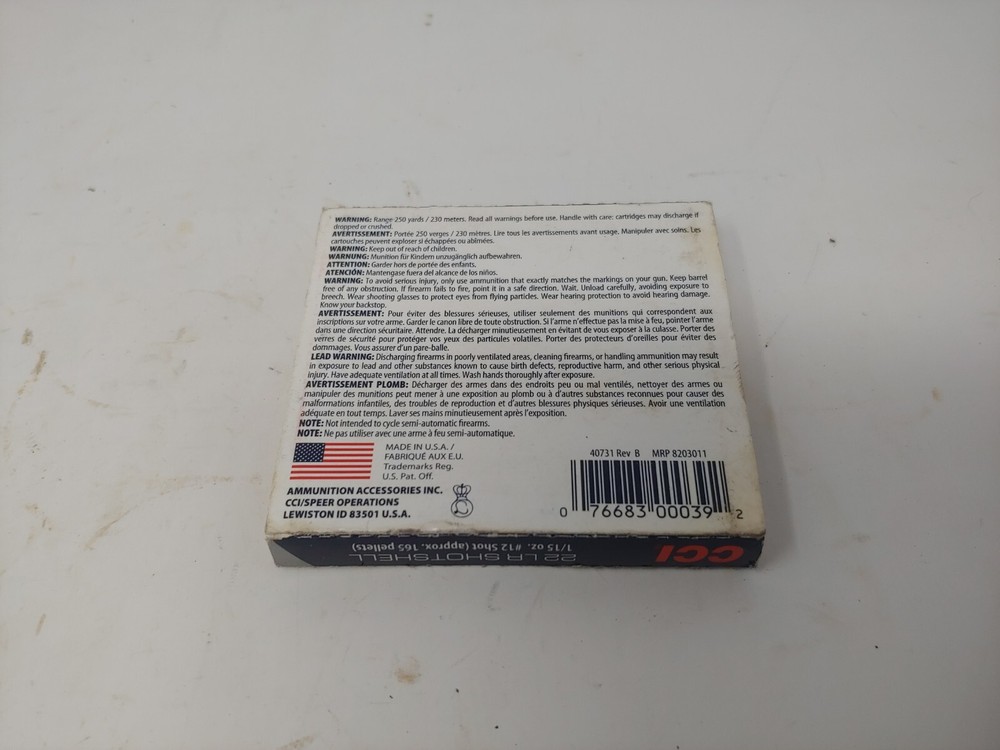 CCI .22 Long Shotshell Empty Box