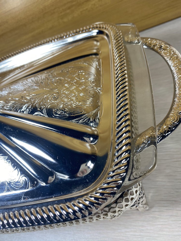 Olson-Queen Anne Silverplated Serving Dish Tableware Dining Made England Vintage