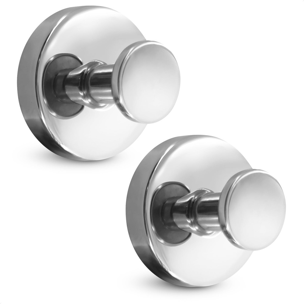 Chrome Shower Hooks – 2 Pcs Easy to Install Chrome Suction Cup Hooks for Show...