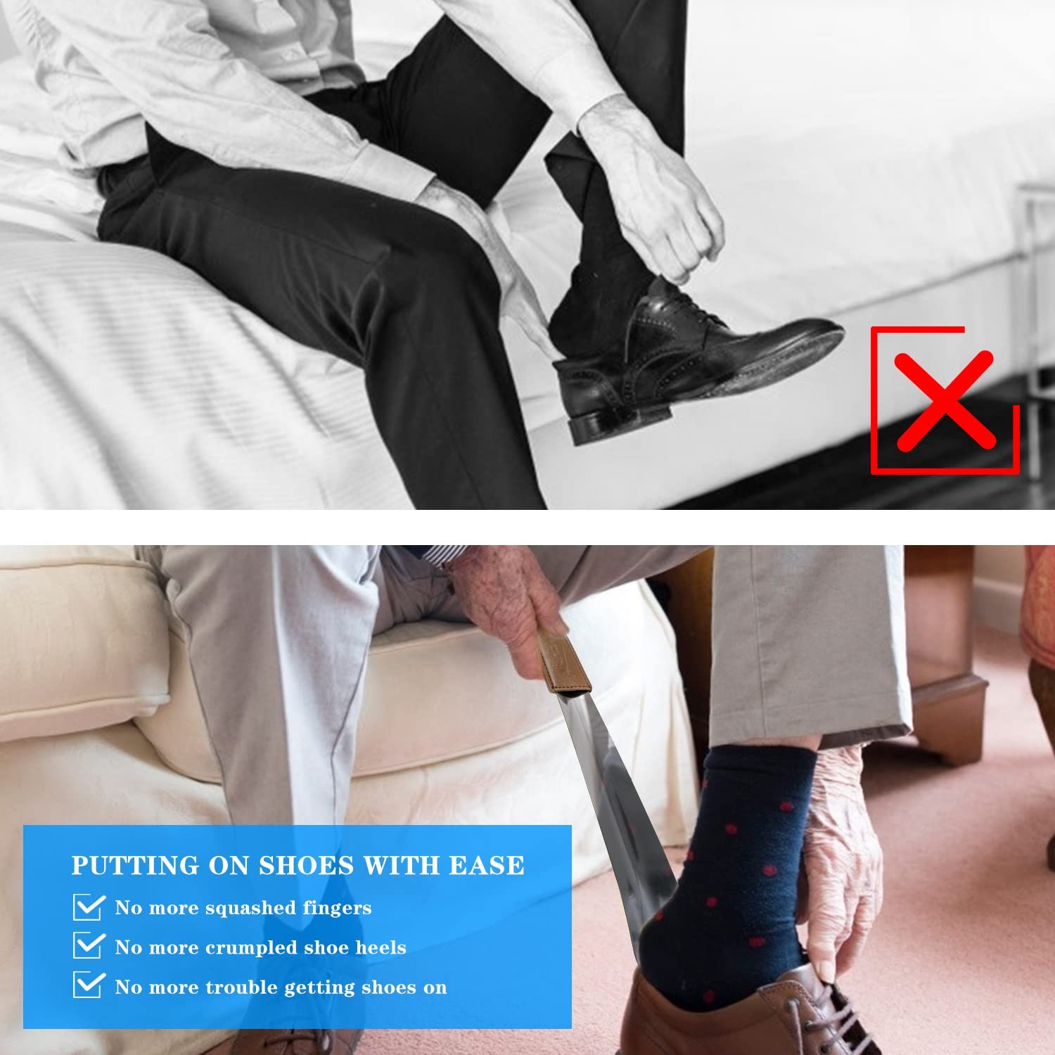 Charmount Metal Shoe Horn - 12 Inch Long Horns for Senior, 12.5'', brown