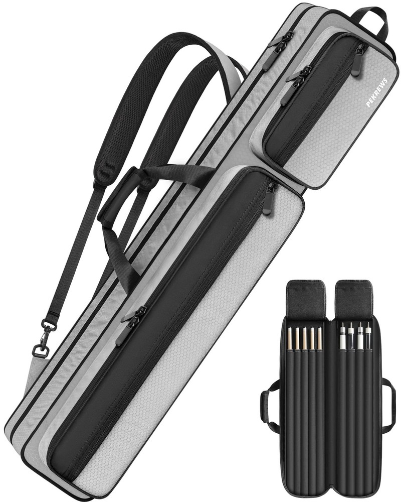 PEKREWS Pool Cue Case 4x5, Stick with Grey/Black