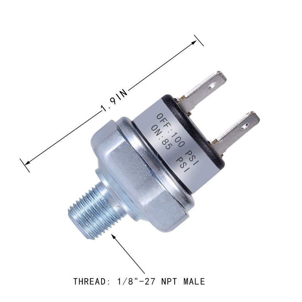Air Pressure Switch 85-100 PSI Pressure Switch Switch Air Compressor Silver New