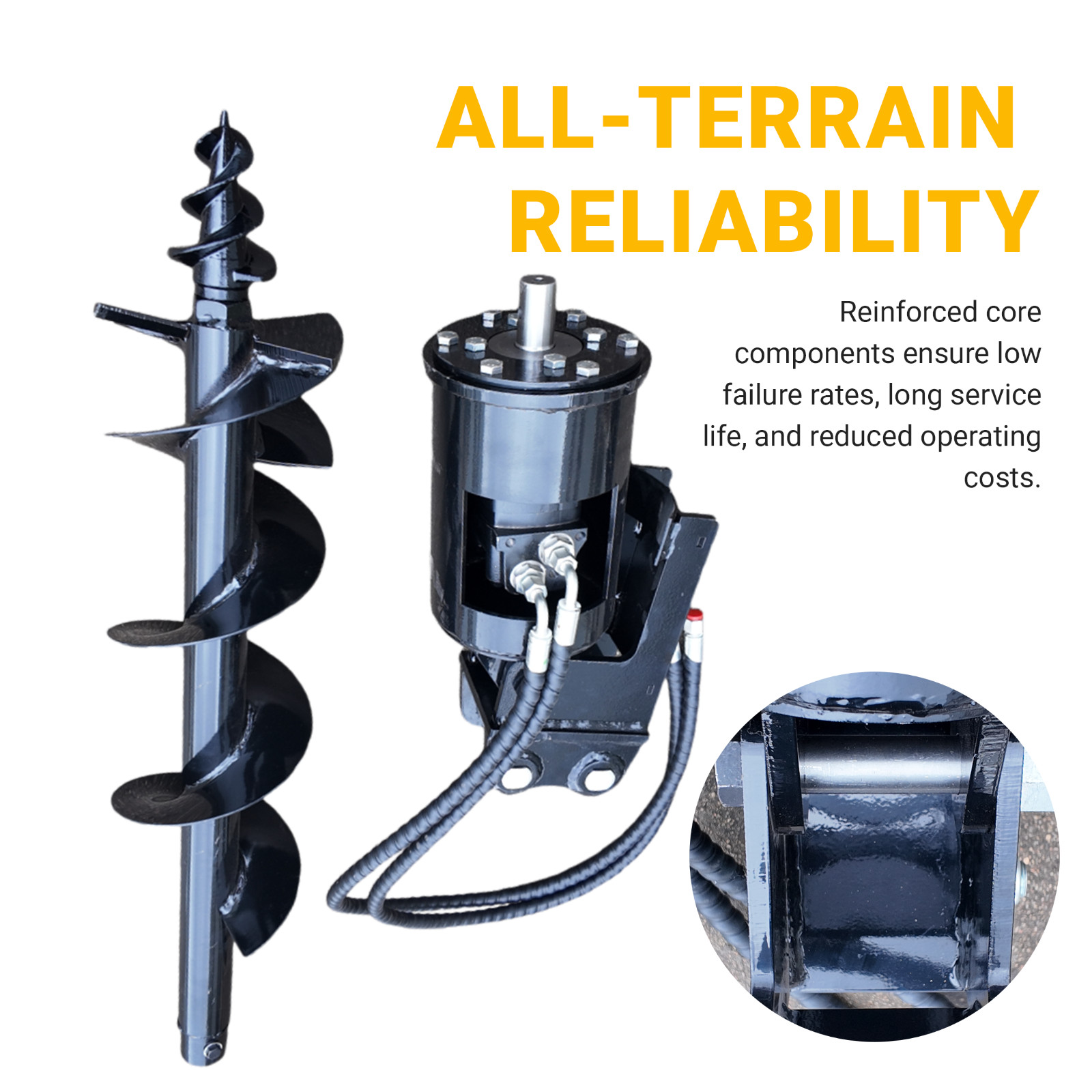 200mm Auger Drill with Hoses for 1-1.8 Ton Mini Excavator