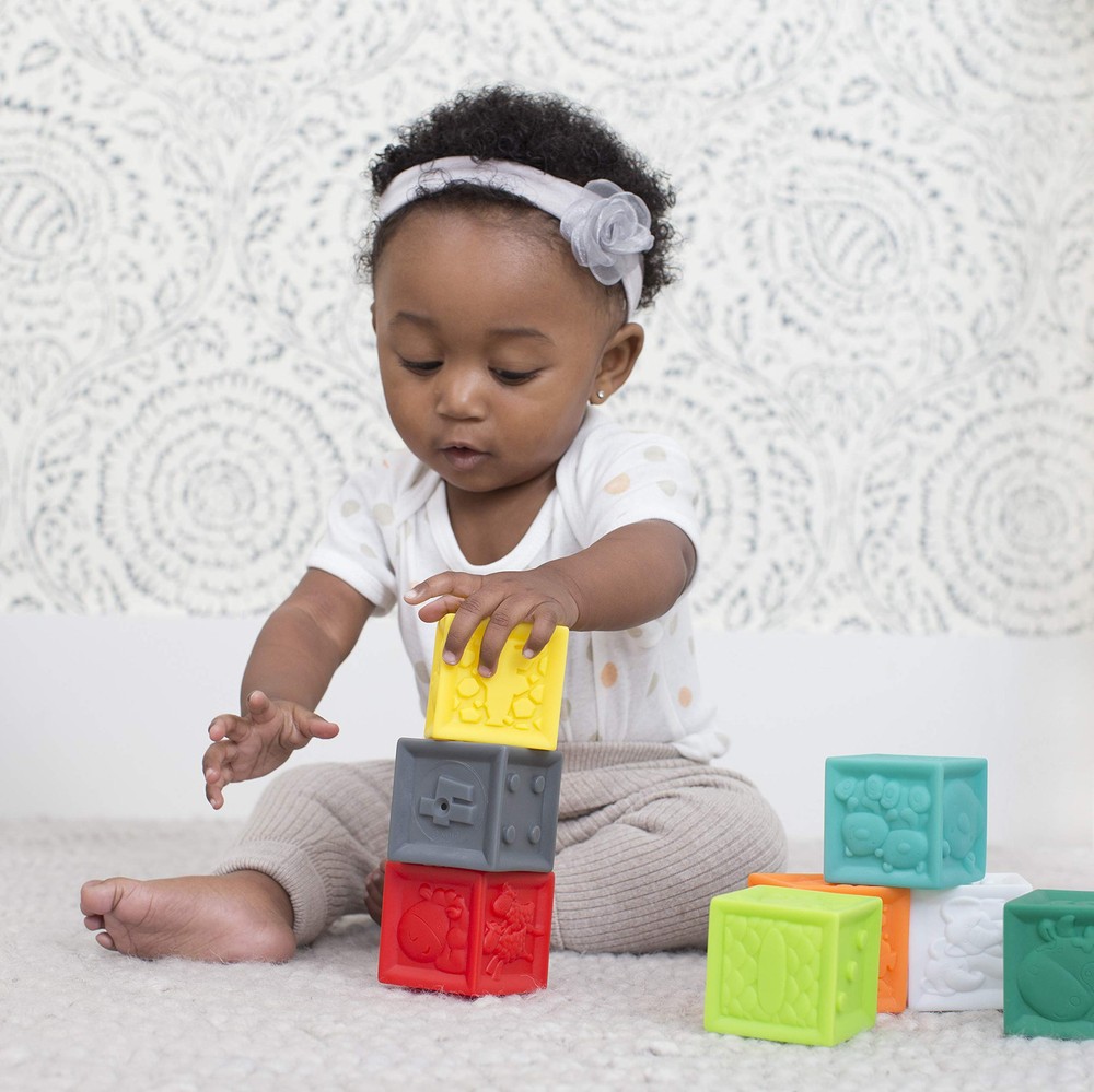Infantino Multicolor Soft Squeezable Building Blocks Set for Infants 8 Count