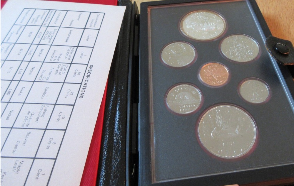 1981 Canada Double Dollar Set. 7 PROOF Coins Cent to Silver Dollar Mint Set.