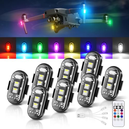 Wireless LED Strobe Lights Remote Control, 8 Colors USB Charing 8pods