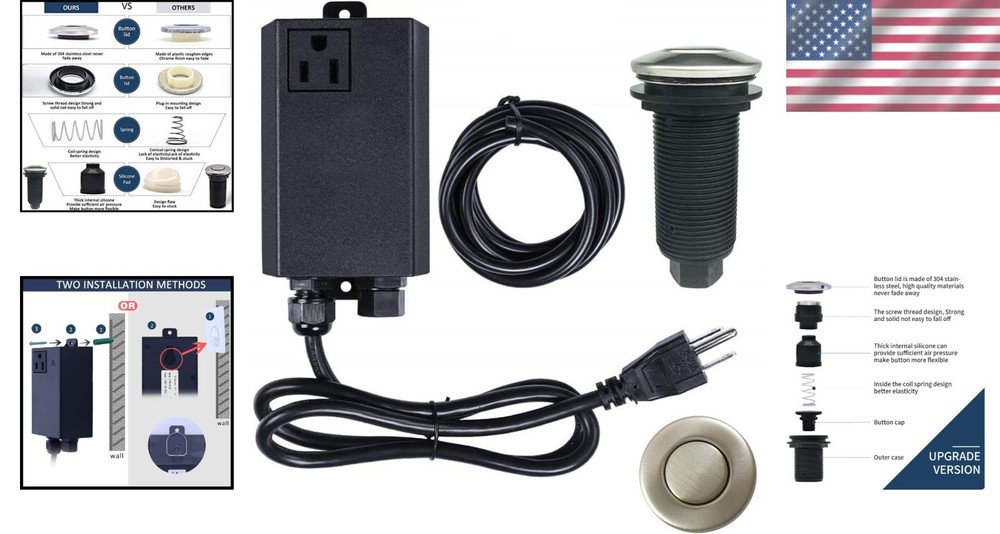 Garbage Disposal Air Switch Button in Brushed Nickel