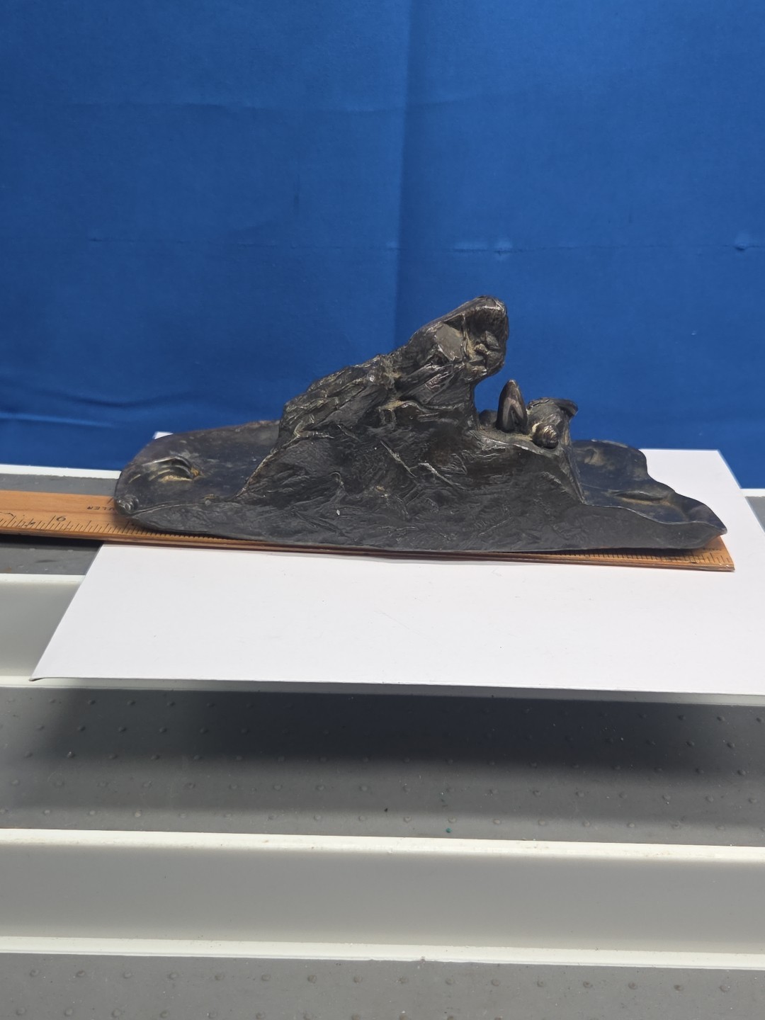 Art Nouveau Nude Maiden Water Inkwell Laying On Rocks Metal Trinket Earings TS