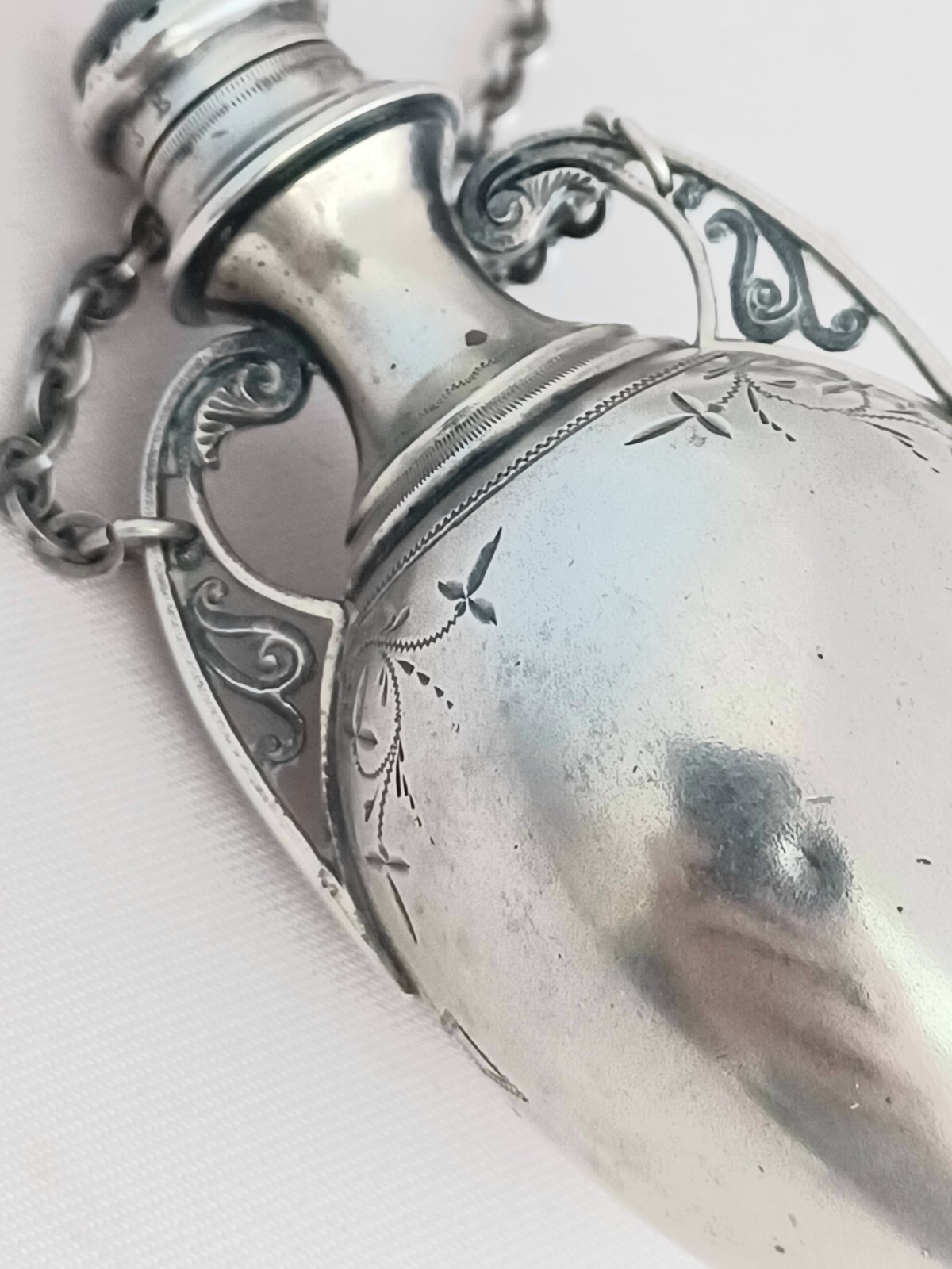 Great 1873 Hanging Sterling Chatelain w/ Scent Bottle