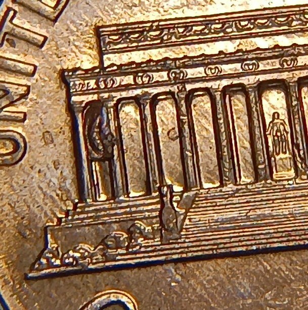 2008-P Lincoln Memorial Cent, Large Beehive Die-Chip, Cud-Like Error