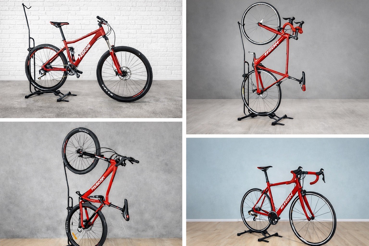 CyclingDeal Steel Bike Stand Vertical & Horizontal Storage 24"-29" Wheels 44 lbs