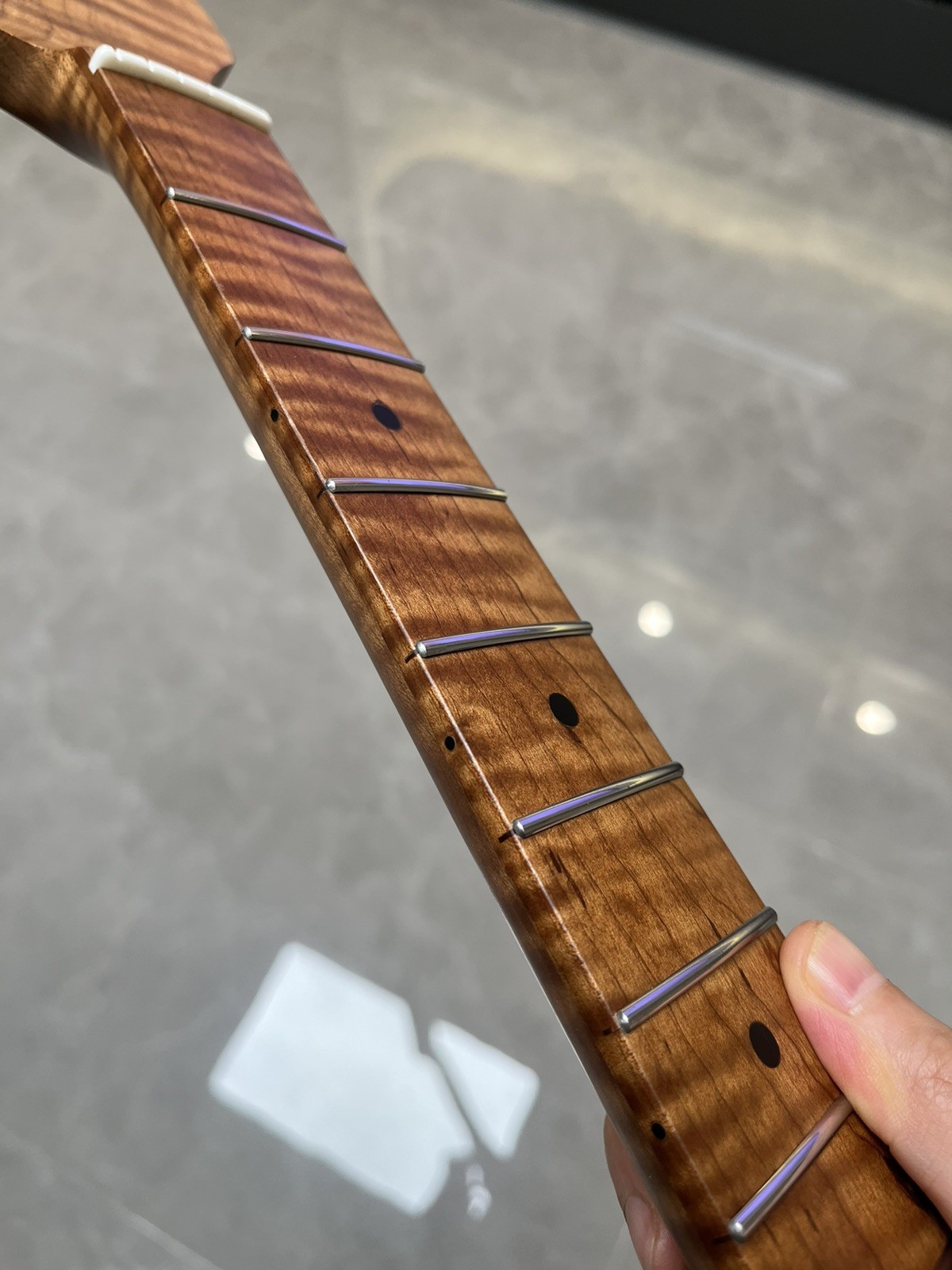 New Stainless 22Frets DIY Roasted Flame maple Electric guitar neck shur