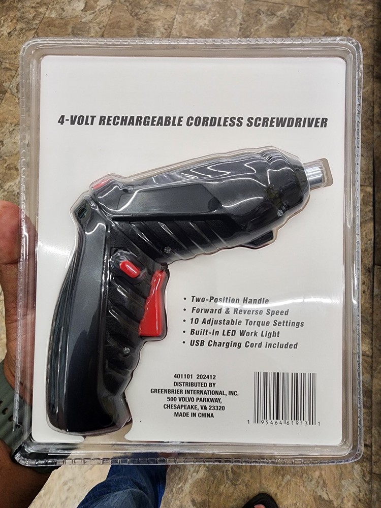 4 Volt Rechargeable Cordless Screwdriver Tool Bench Platinium