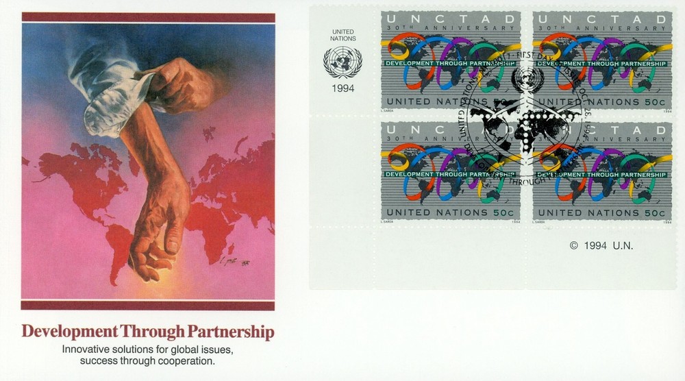United Nations 653-654 FDC Development through Partnership MI4 Block