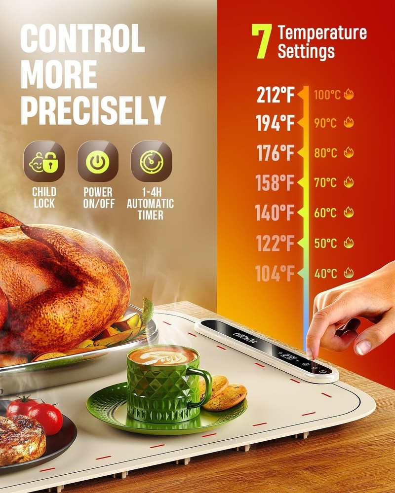 Energy-Efficient Buffet Warming Tray - Rollable Silicone Design for Easy Storage