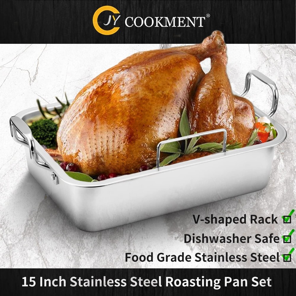 V-Shaped Rack Roasting Pan - 20lb Capacity