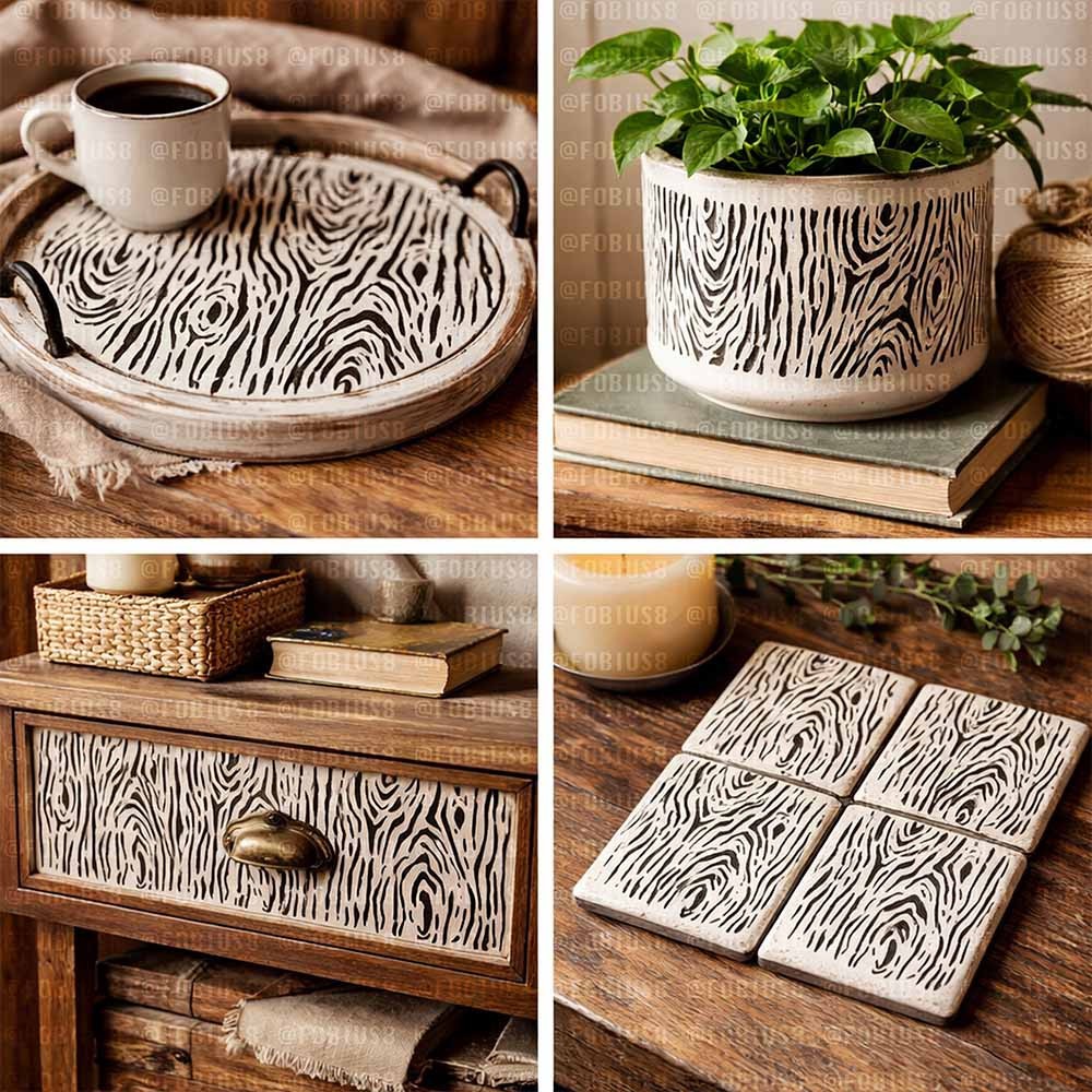 Wood Grain Stencil - Rustic Texture 10 Mil Mylar Template