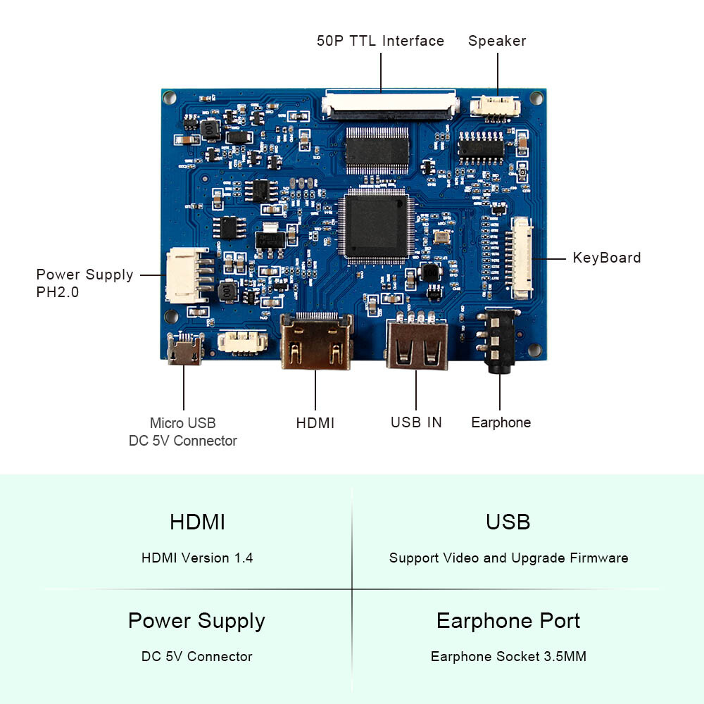 HDMI USB LCD Controller For 8" 800x600 EJ080NA-05B LCD Screen