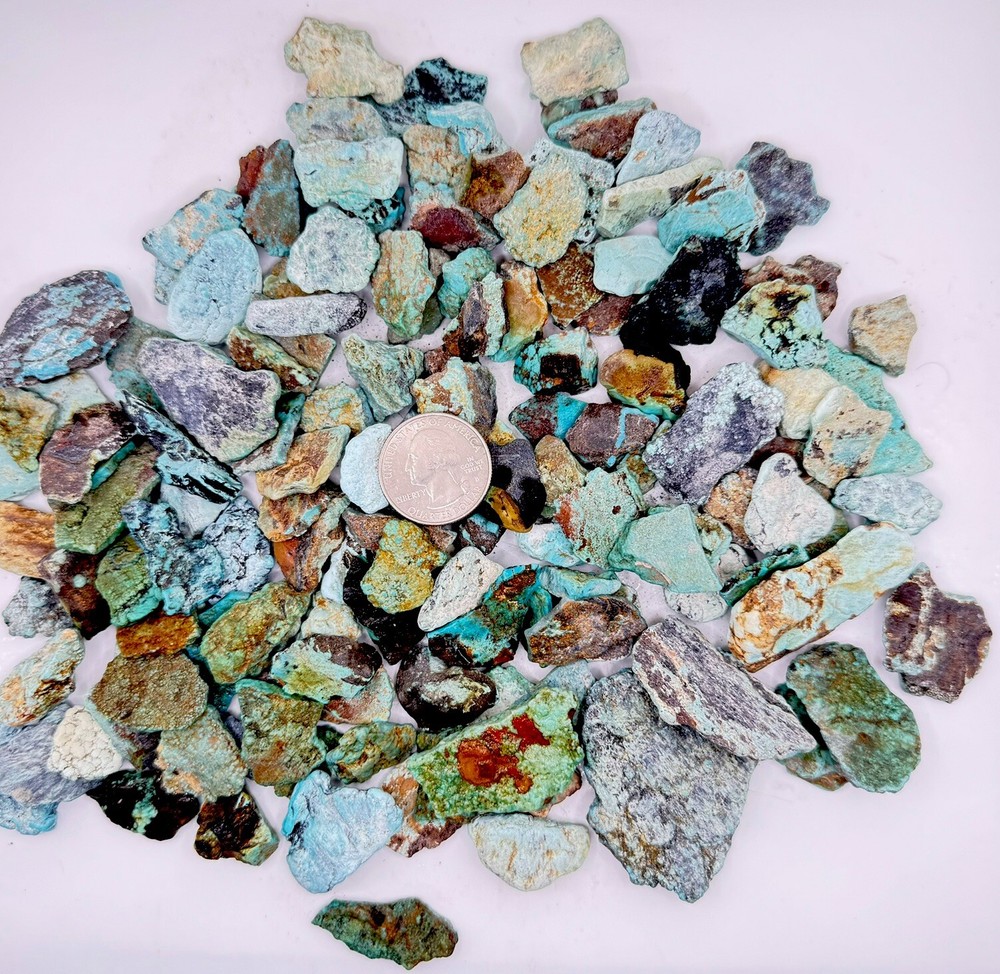 One Pound Natural Veins Turquoise Thin Authentic Hard Blue & Green