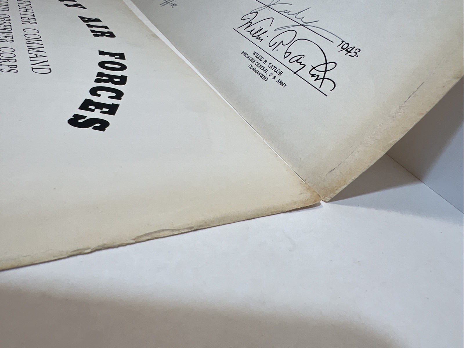 Original WWII 1943 Army Air Forces Ground Observer Corps Certificate Pair USAAF