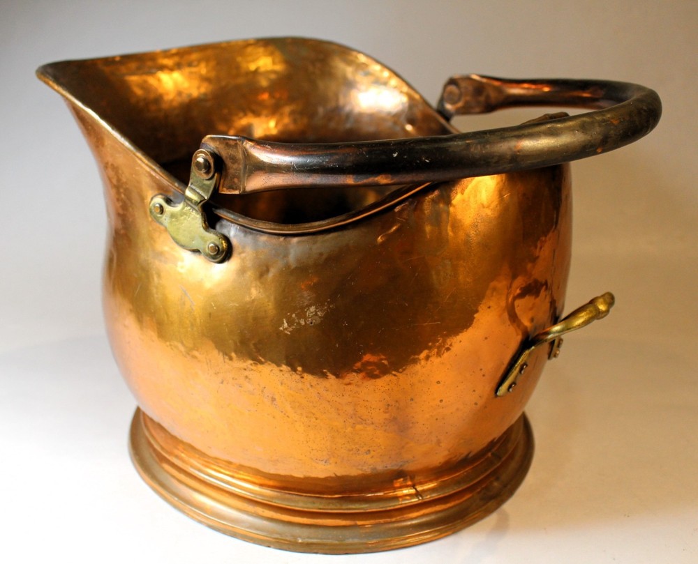 Mid Victorian Copper Helmet Shaped Coal Scuttle c.1860