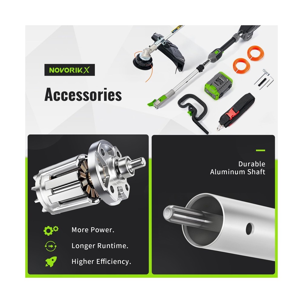 60V Lithium Ion Cordless String Trimmer, 17 Inch Two Speed Brushless String T...