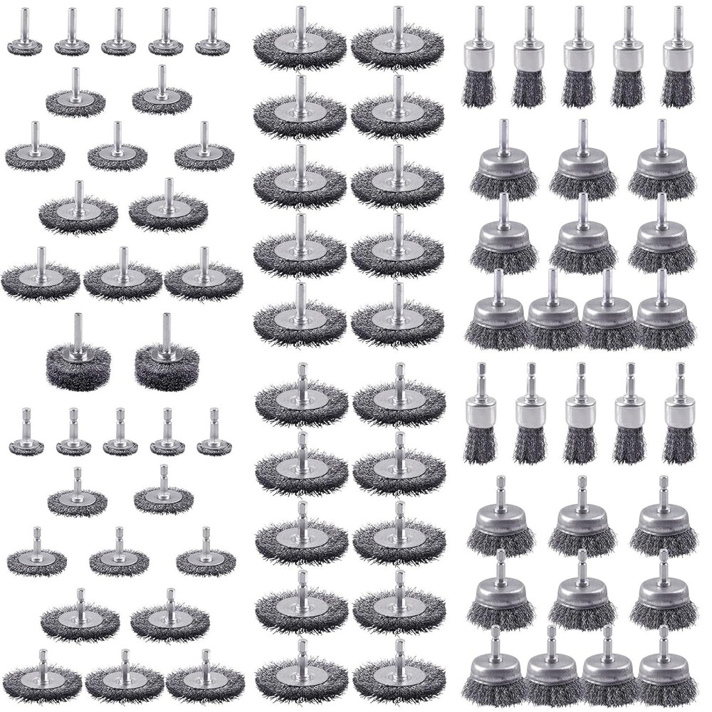 82pc Carbon Steel Drill Brush Kit - Rust, Corrosion, Surface Prep