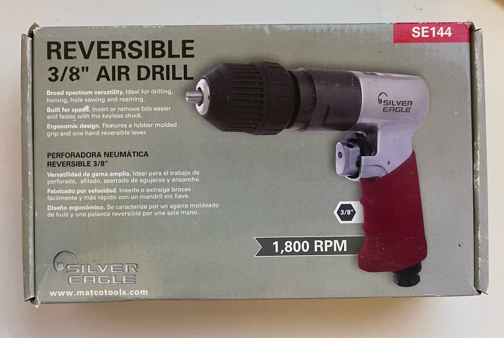 Matco Tools 3/8" Reversible Keyless Pneumatic Air Drill SE144 New Silver Eagle