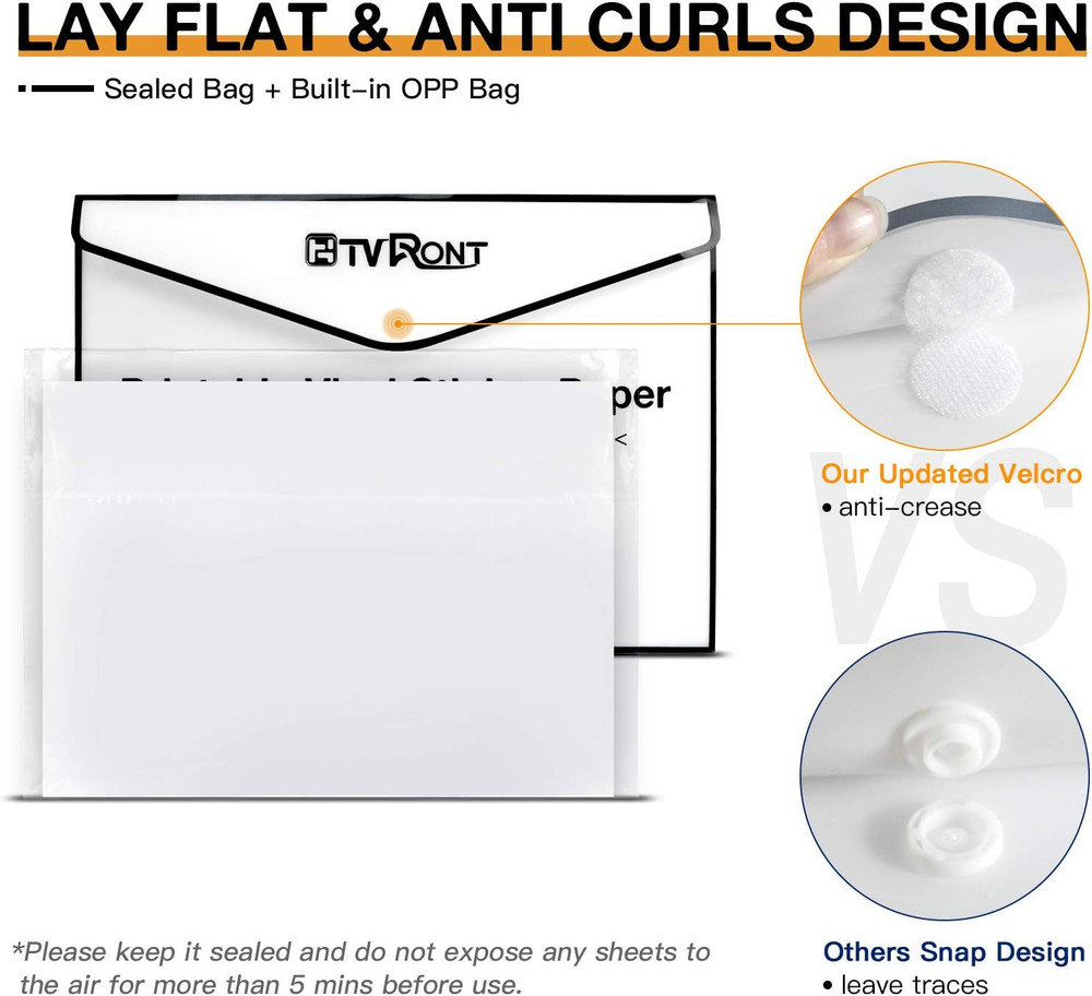 HTVRONT Printable Vinyl for Inkjet Printer & Laser Printer - 40 Pcs Glossy White
