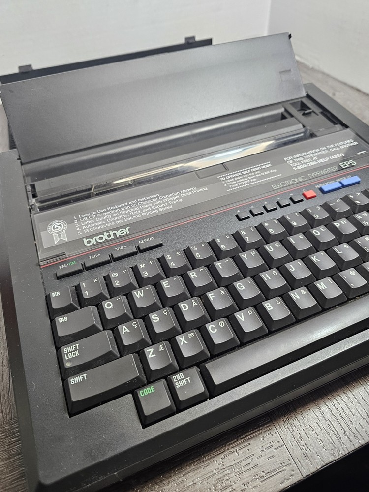 Brother EP5 Portable Electronic Typewriter No Power Supply Tested Powers On