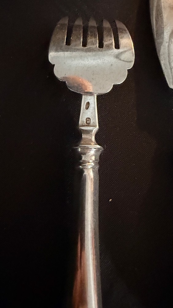 Antique Russian 84 Silver Pastry Server and Fork Set. Solid Silver 875 fine